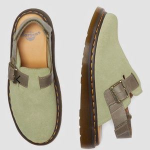 Dr. Martens Jorge II Suede & Leather Slingback Mules in Olive